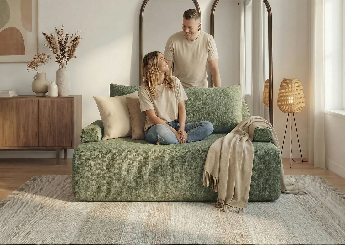 Cushie Modular 2-Seater Double (1.37m) - Sage