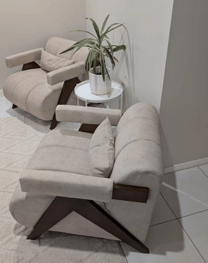 Neutral cream armchairs