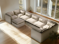 Lifely Modular 7 Seater U Sectional Sofa Ottoman - Beige