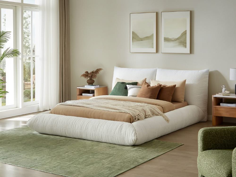 Alfie Performance Fabric Bed Frame - White