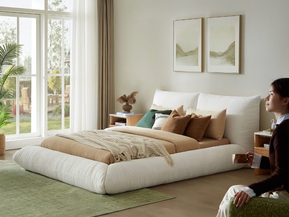 Alfie Performance Fabric Bed Frame - White