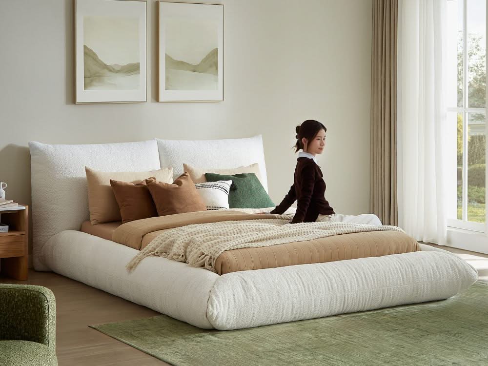 Alfie Performance Fabric Bed Frame - White