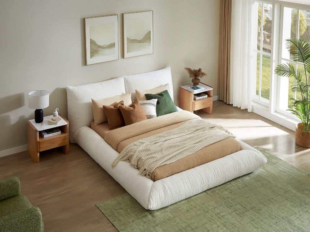 Alfie Performance Fabric Bed Frame - White