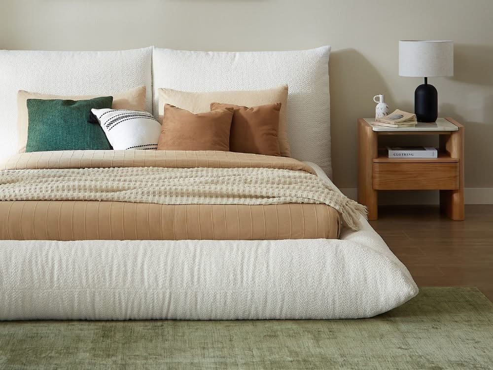 Alfie Performance Fabric Bed Frame - White