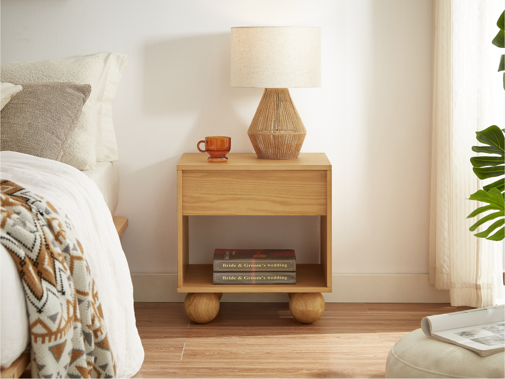 Ballico Set of 2 Bedside Table - Light Oak