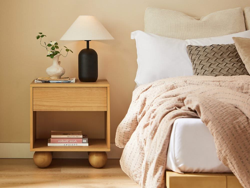 Ballico Set of 2 Bedside Table - Light Oak