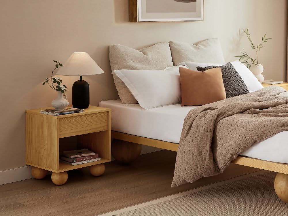 Ballico Set of 2 Bedside Table - Light Oak