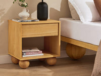 Ballico Set of 2 Bedside Table - Light Oak