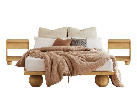 Ballico Bed Base + Ballico Bedside Tables Bundle