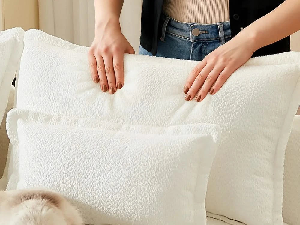 Lifely Modular 3 Seater Sofa Ottoman - White Boucle