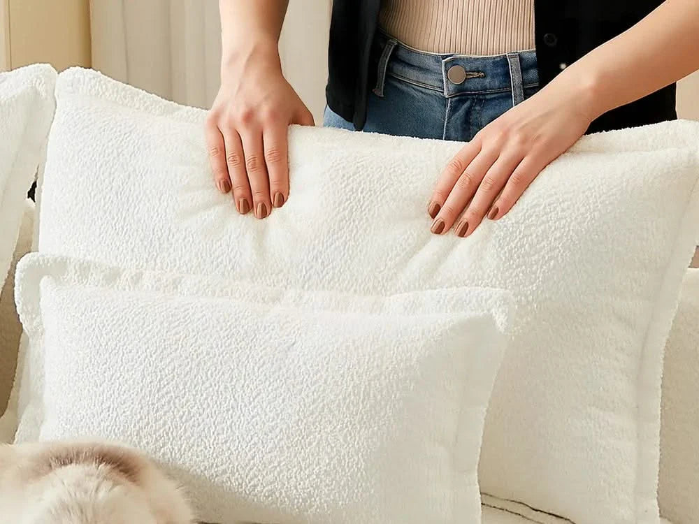 Lifely Modular 9 Seater U Sectional Sofa - White Boucle