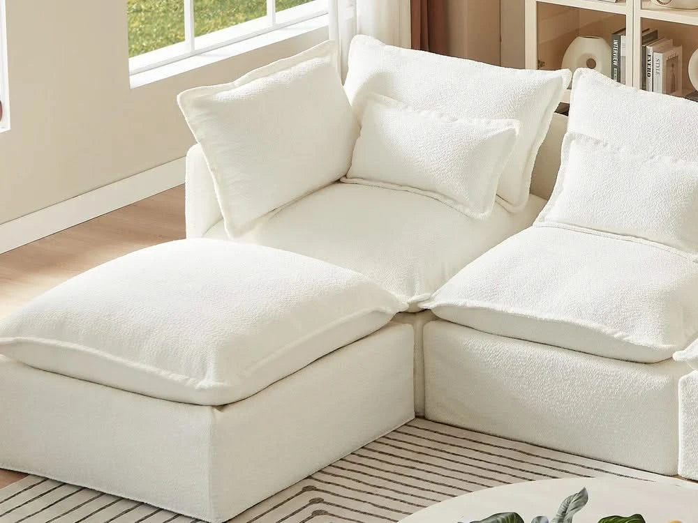Lifely Modular 9 Seater U Sectional Sofa - White Boucle