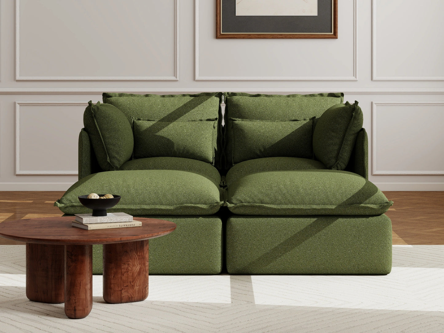 Lifely Modular 2 Seater Bed - Olive Green