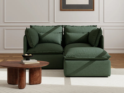2 Seater / Sofa + Ottoman / Dark Green