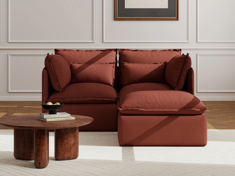 Lifely Modular 2 Seater Sofa Ottoman - Rust