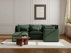 4 Seater / Corner + Ottoman / Dark Green
