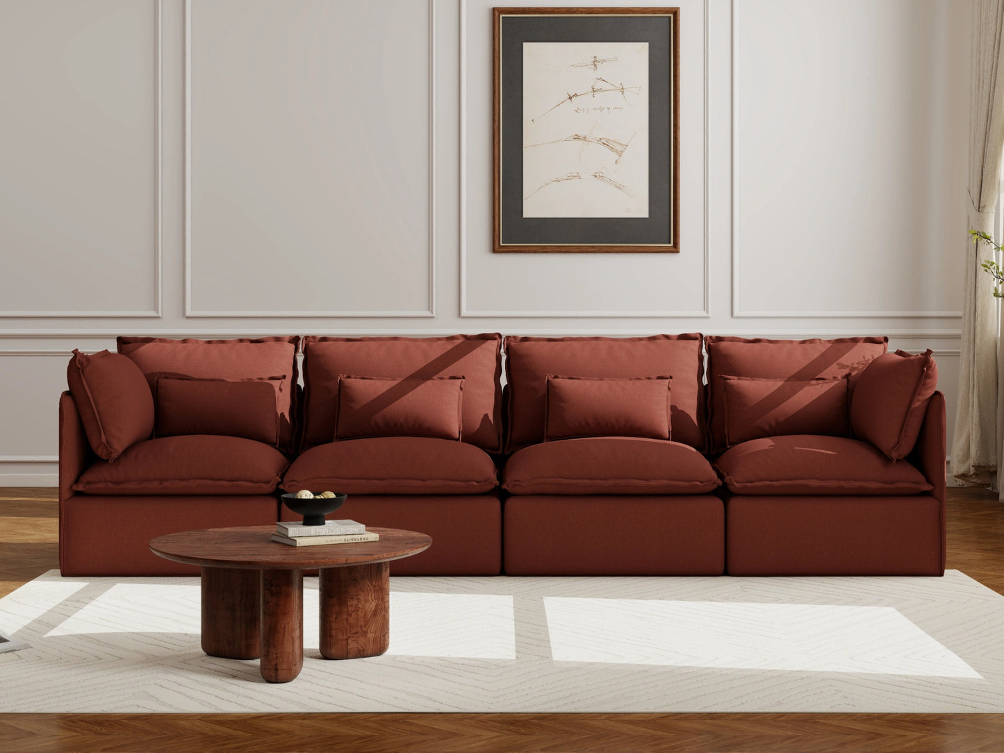 Lifely Modular 4 Seater Sofa - Rust