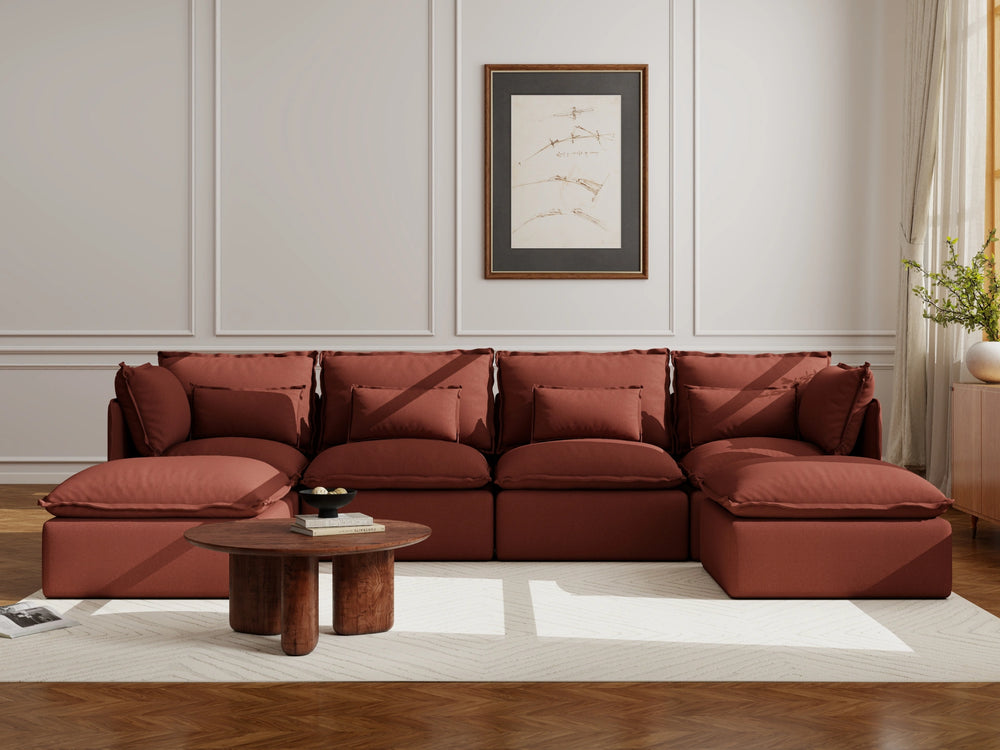 Lifely Modular 4 Seater U-Sectional - Rust