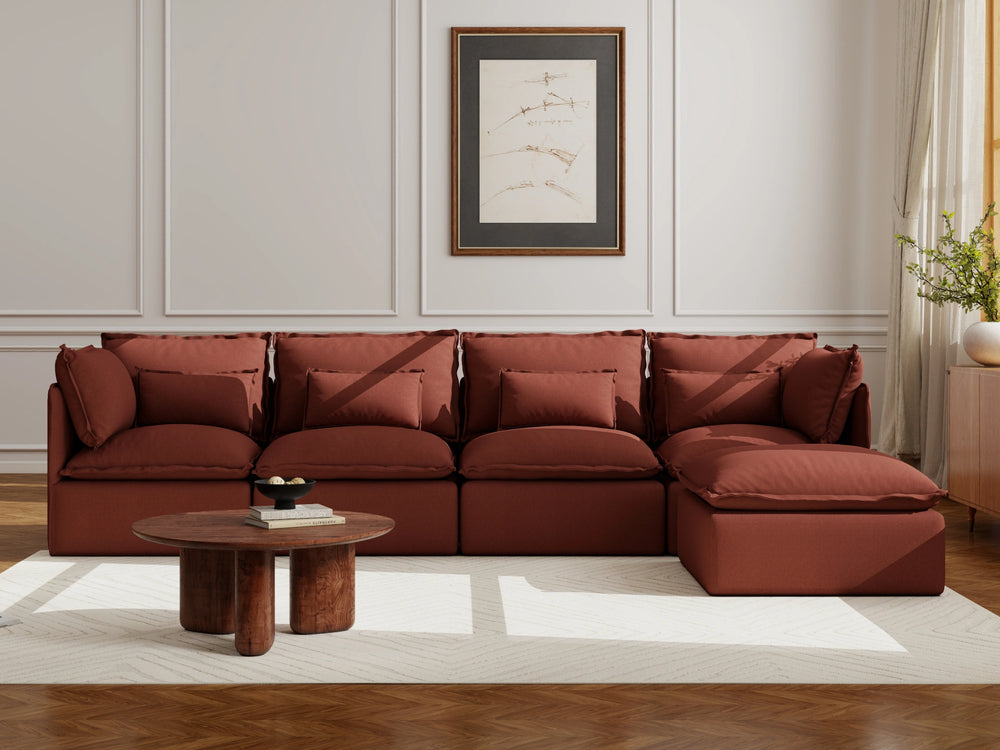 Lifely Modular 4 Seater Sofa Ottoman - Rust