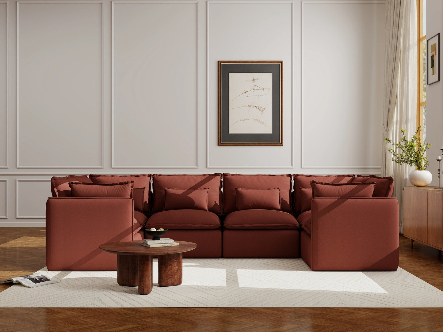 Lifely Modular 6 Seater U-Sectional - Rust