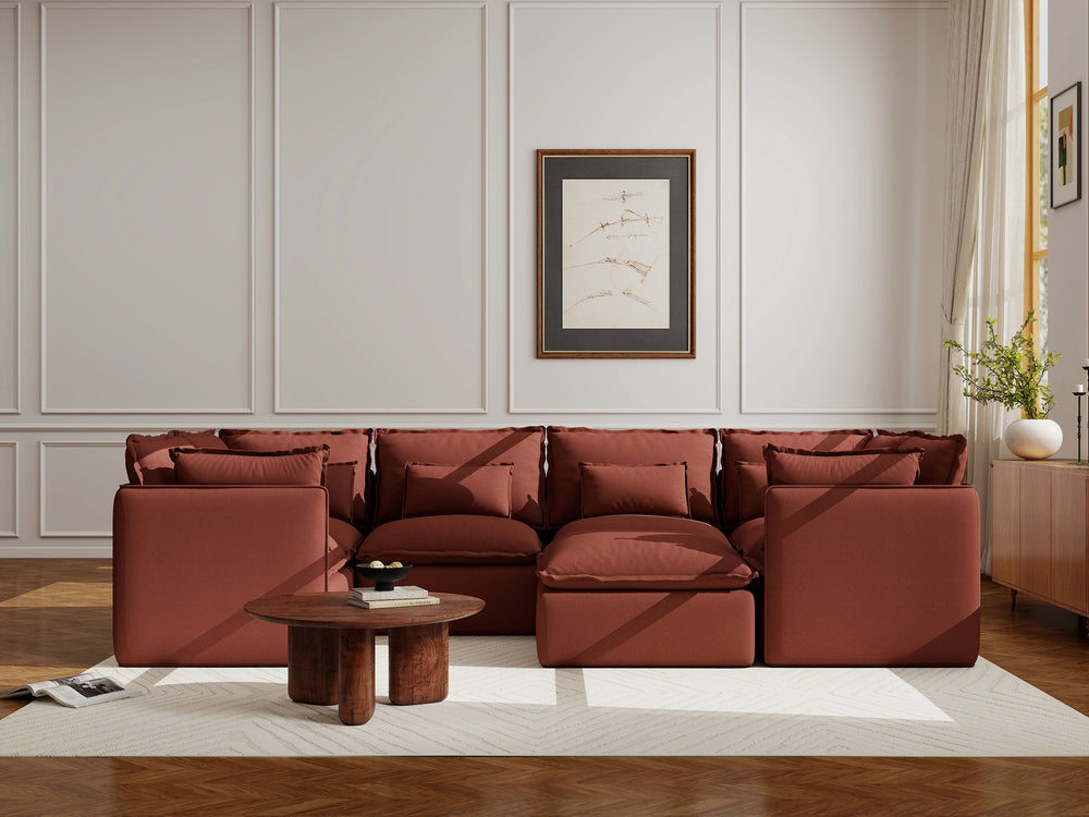 Lifely Modular 6 Seater U-Sectional Ottoman - Rust