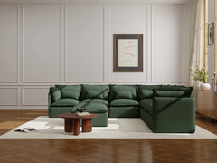 7 Seater / Corner + Ottoman / Dark Green