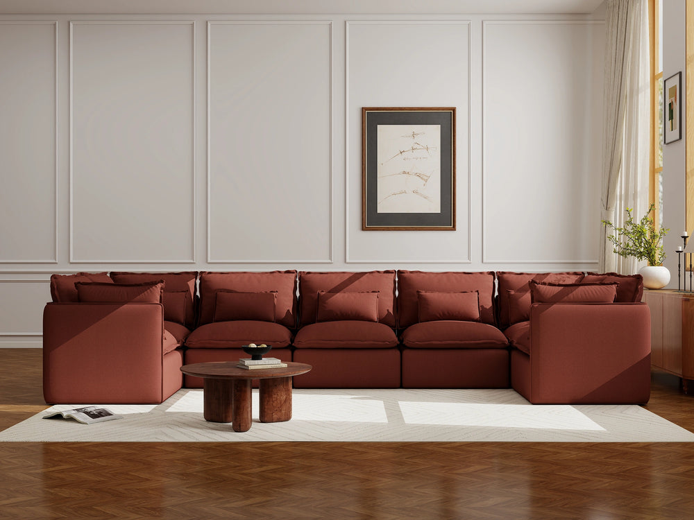 Lifely Modular 7 Seater U-Sectional - Rust