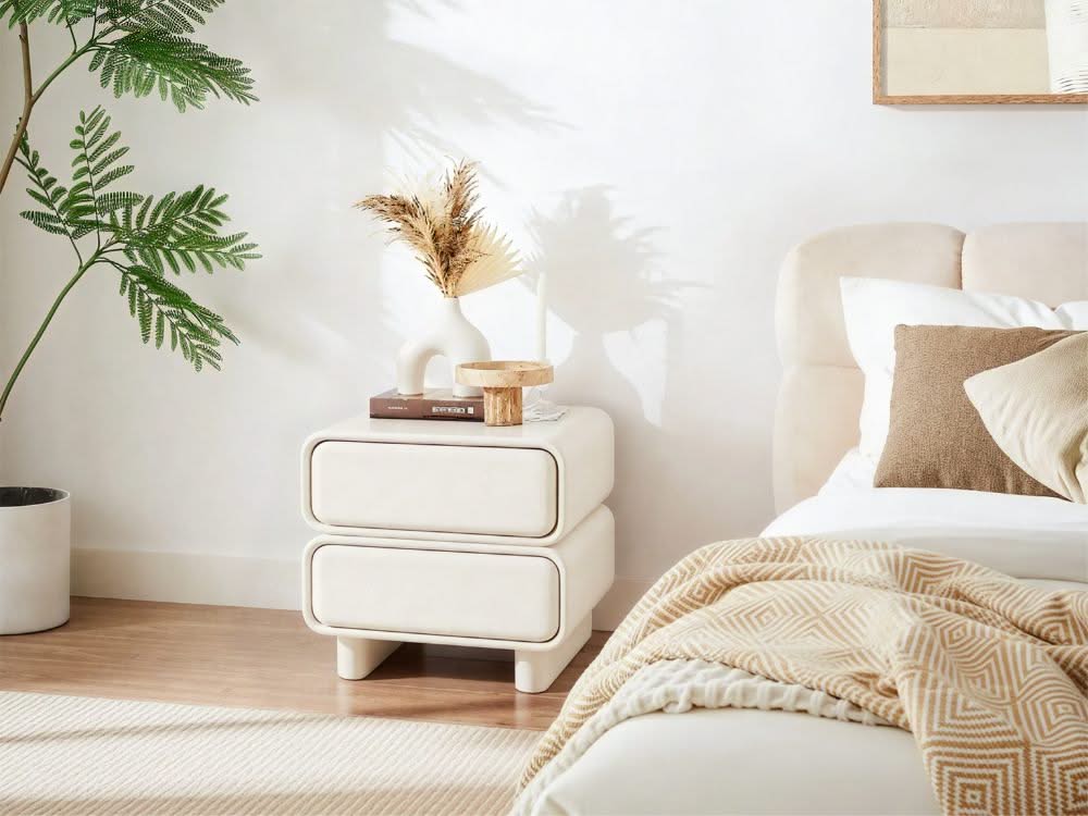 Twix Bedside Table White